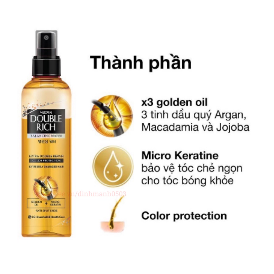 Nước Xịt Dưỡng Tóc Double Rich Chăm Sóc Khô Xơ, Hư Tổn, Tóc Nhuộm 120ml - Chai Xịt Chăm Sóc Tóc Hàn Quốc