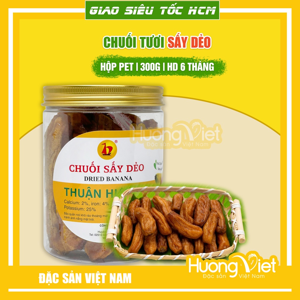 Chuối sấy dẻo 300gr chuối sấy không đường chảy mật rất ngon hộp đóng seal cẩn thận đồ ăn vặt tốt cho sức khỏe