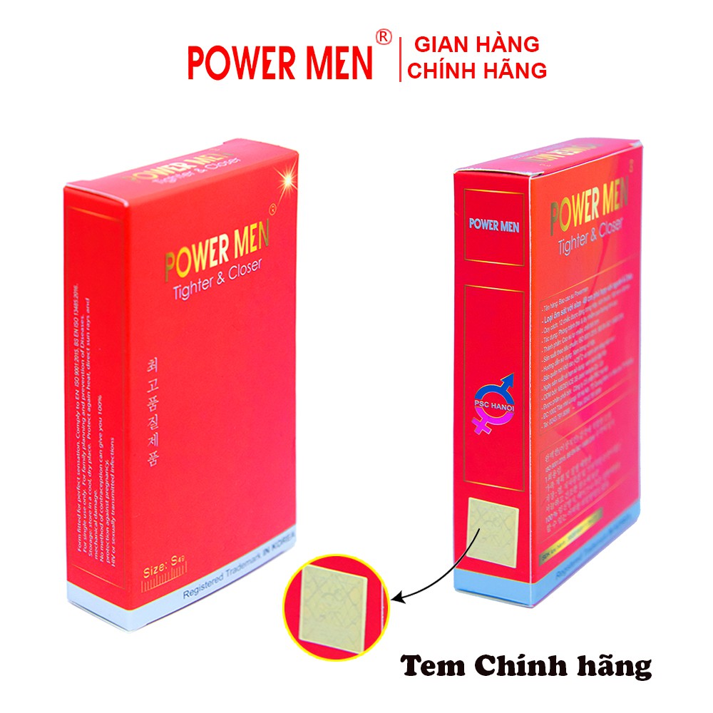 Bao cao su ôm sát 49mm Powermen Tighter & Closer Size nhỏ bcs gia đình