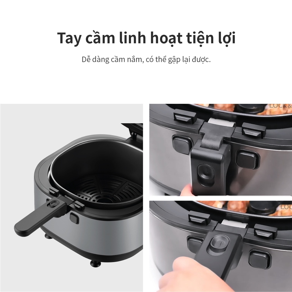 [Mã ELMALL1TR giảm 5% đơn 3TR] Nồi chiên không dầu Lock&Lock Visible Stirring Air Fryer 7.2L - màu đen EJF596BLK