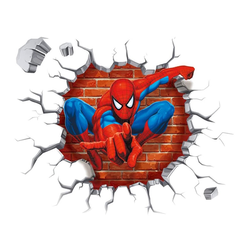 Miếng dán PVC hình anh hùng màu tối trang trí phòng ngủ cho bé trai