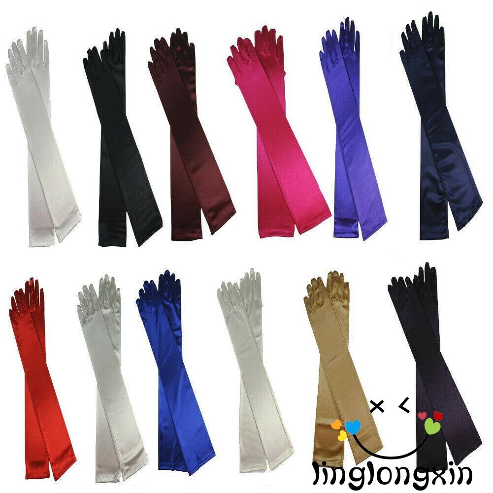 Găng tay dài vải satin dành cho nữ