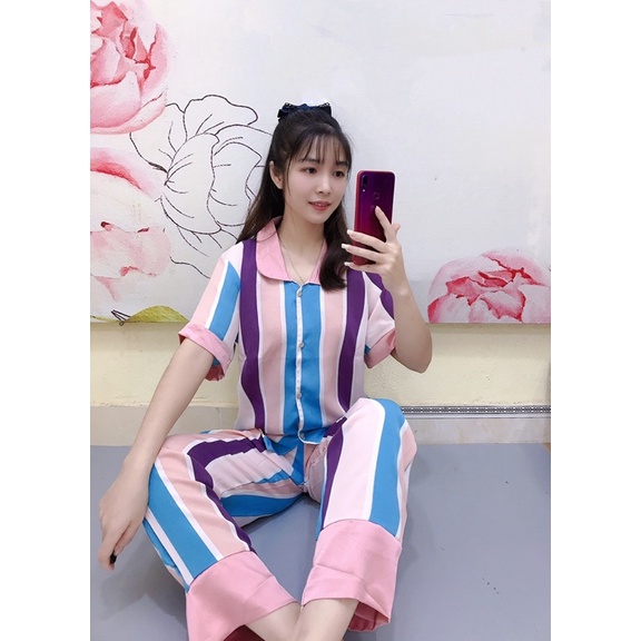 (Nhiều Mẫu Mới) Bộ Đồ Pijama Lụa Tay Cộc💋Bộ Ngủ Lụa Tiểu Thư Tay Cộc Quần Dài Mát Mịn Không Nhăn(Ảnh Thật+Video) | BigBuy360 - bigbuy360.vn