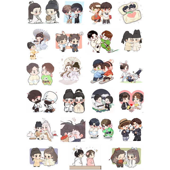 Tấm hình dán Sticker In Hình Bác Quân Nhất Tiêu, Vong Tiện, Tiêu Chiến, Vương Nhất Bác khổ A4 ( 1 tờ có 20-22 hình)