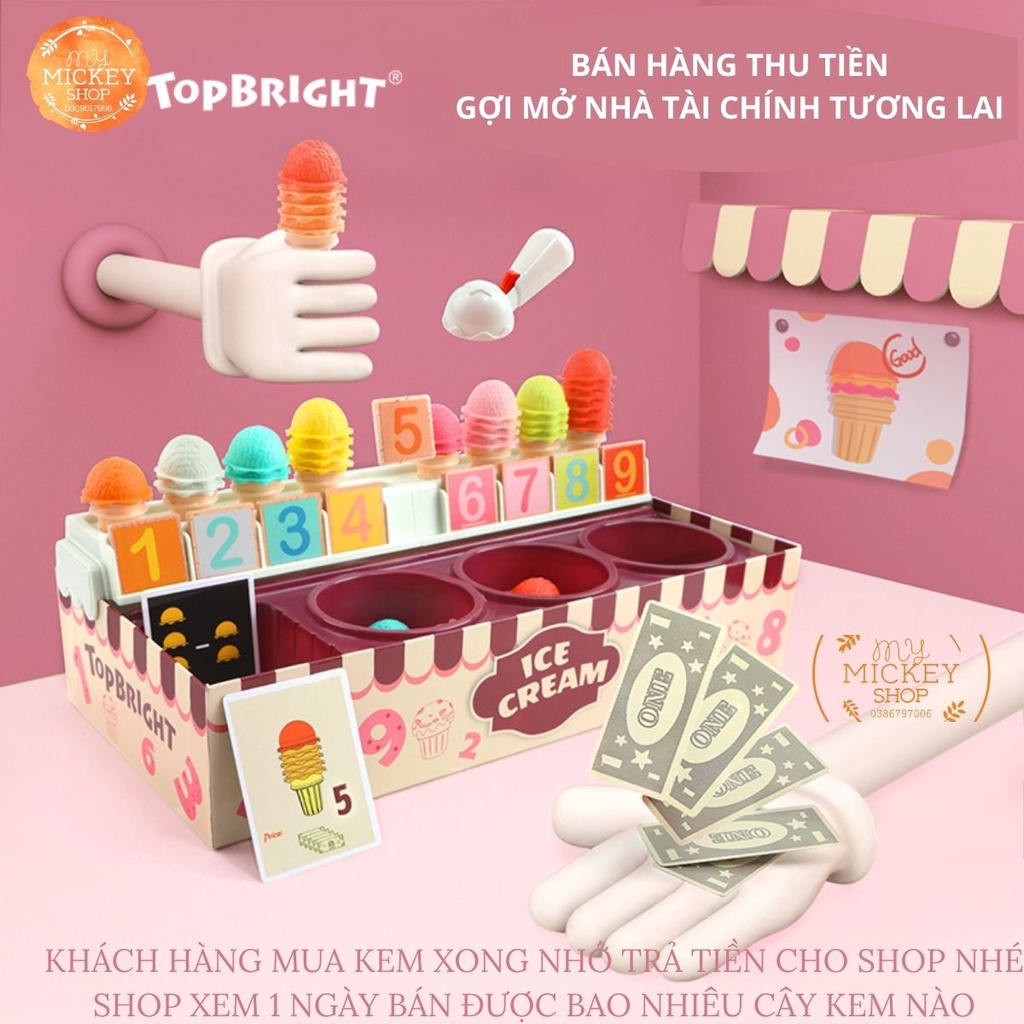 Bộ đồ chơi giáo dục sớm BÁN KEM HỌC TOÁN chính hãng TOP BRIGHT ICREAM MATH &amp; LOGIC cho bé từ 4 5 6 tuổi My Mickey Shop