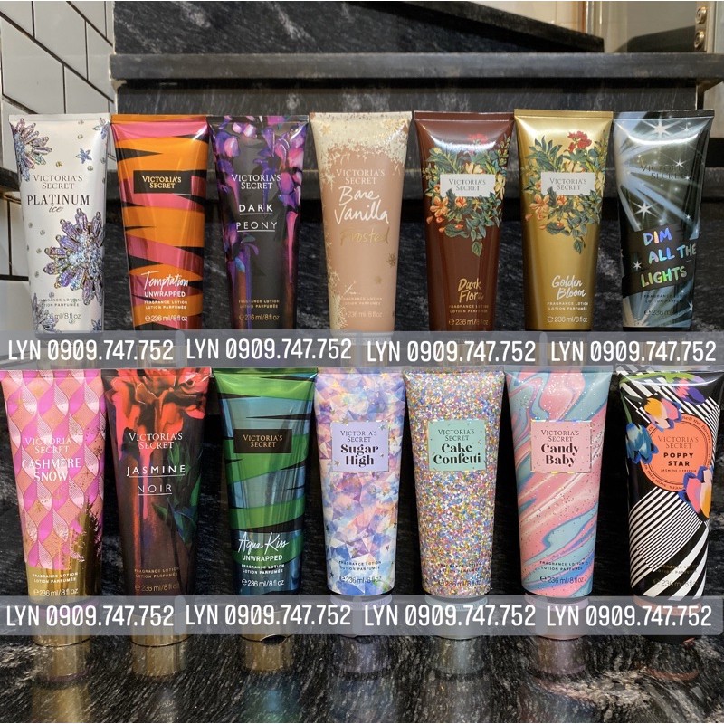 [Bill Mĩ - Sẵn Đủ Mùi] Dưỡng Thể Victoria’s Secret Lotion Vic VS Amber Romance Aqua Kiss Pure Seduction Cake Confetti