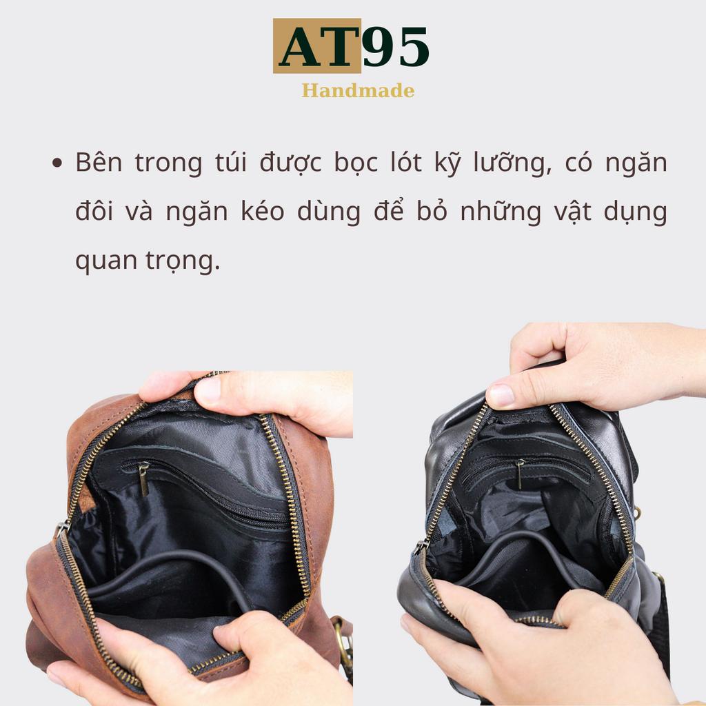 Túi đeo chéo da bò thật 02 thương hiệu AT95 HANDMADE