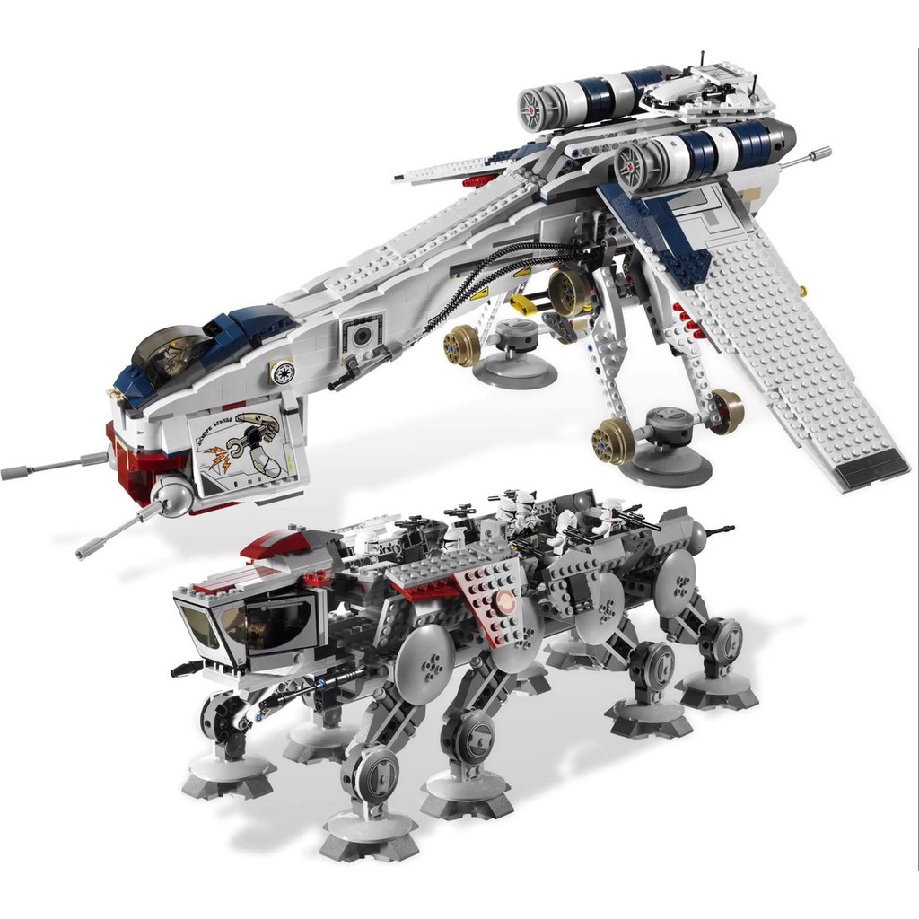 （CÓ SẴN) lắp ráp mô hinh Star Wars KING 81055 Republic Dropship With At-Ot Walker Phi Thuyền Vận Tải Thả Tàu Đi Bộ At-Ot