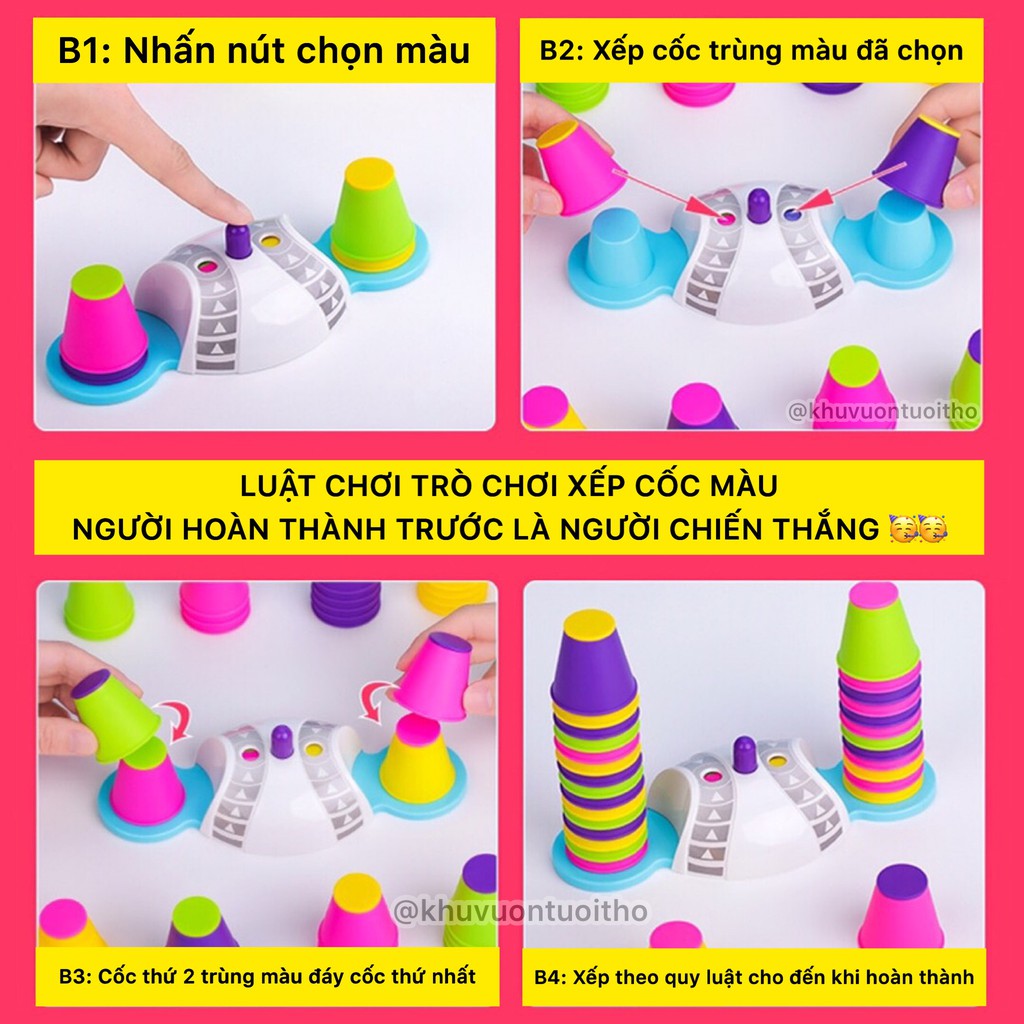 Trò chơi xếp cốc nhựa nhanh tay nhanh mắt phát triển trí thông minh cho bé từ 3 tuổi