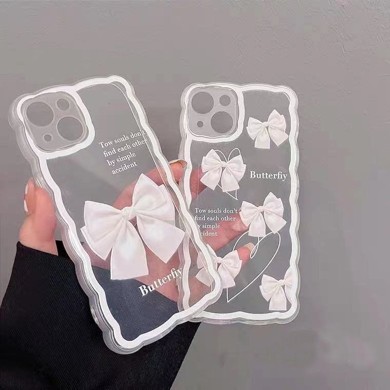 Ốp Điện Thoại TPU Mềm Đính Nơ Cho IPhone 13 12 Mini 11 Pro X XR XS Max SE 2020 6 6S 7 8 Plus