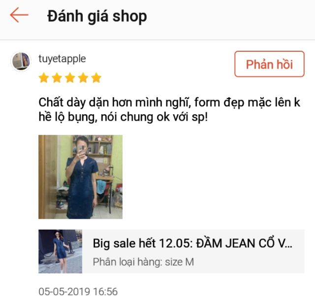 [SALE HOT] - ĐẦM JEAN CỔ V NẸP VIỀN PHỐI TÚI – MS: T1031