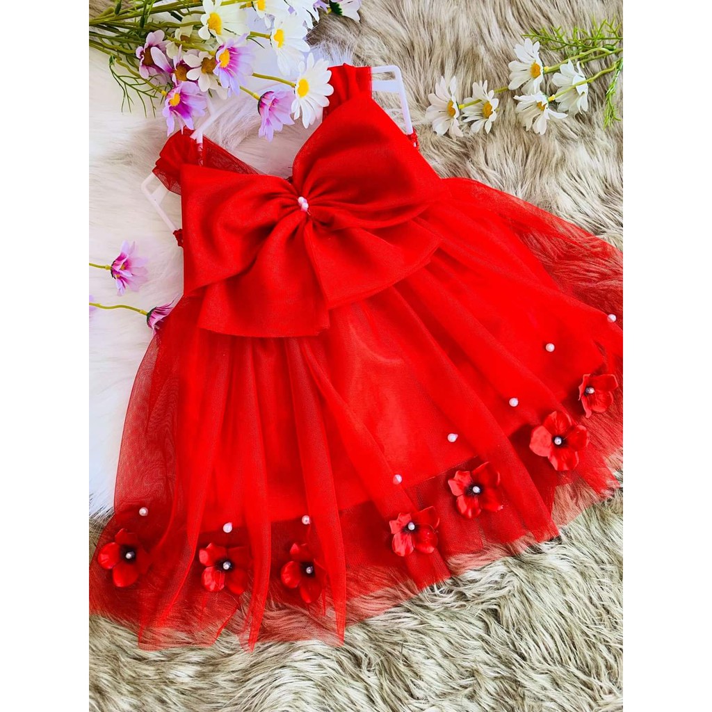 Đầm/Váy công chúa tutu dễ thương cho bé - Nơ phối hoa + Ảnh thật