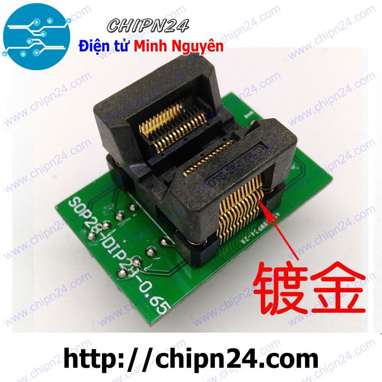 [1 CÁI] Đế nạp IC dán SSOP28 - 0.65mm (thân IC 4.4mm)