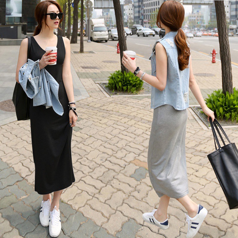 Váy Sát Nách Cổ Tròn Thiết Kế Thanh Lịch Thời Trang Nữ
