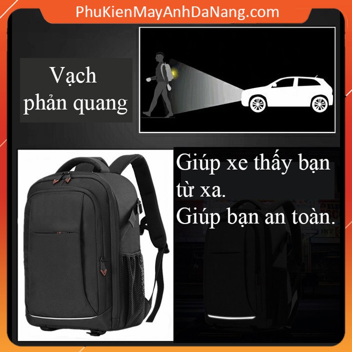 Balo máy ảnh chuyên dụng size to có thể đựng laptop và tripod (tặng kèm áo mưa ba lô)