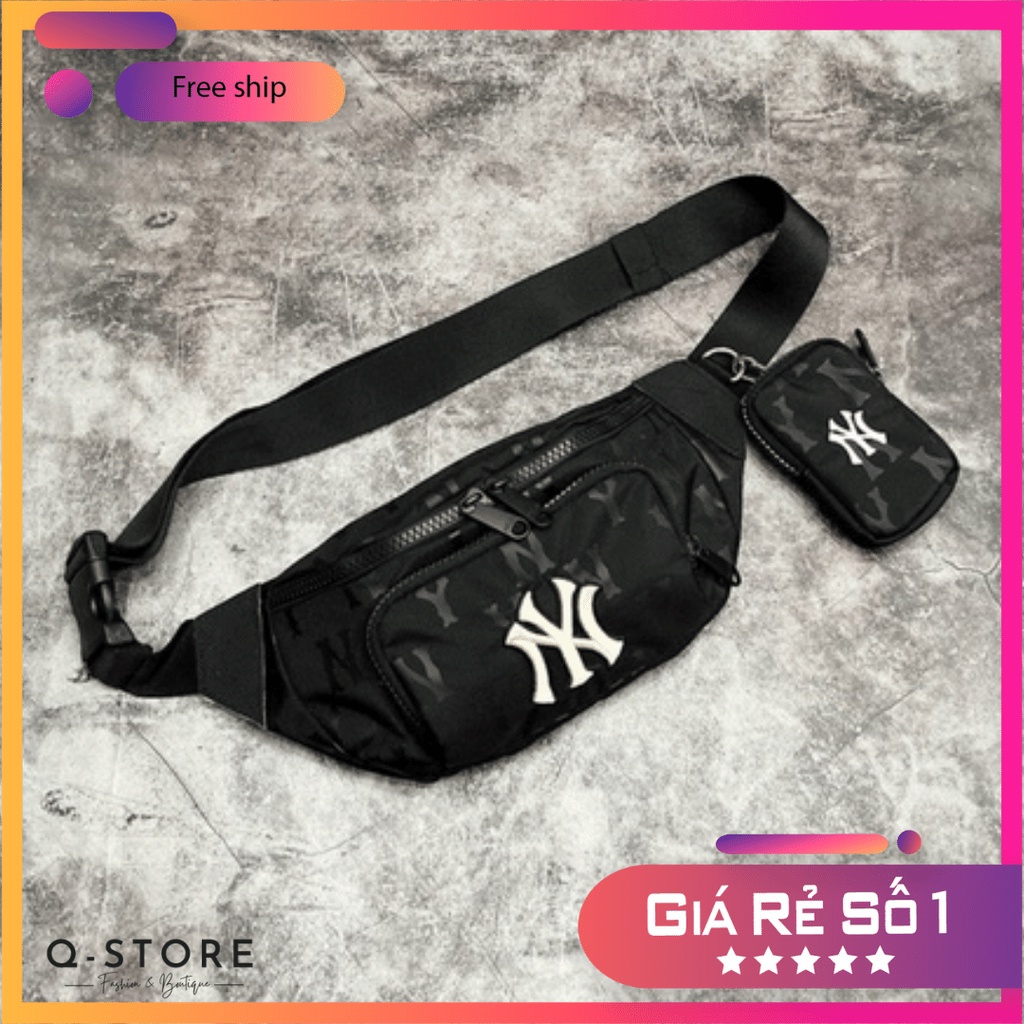 Combo túi đeo chéo MLB NY MONOGRAM WAIST BAG BLACK - Cam kết xuất dư 100%