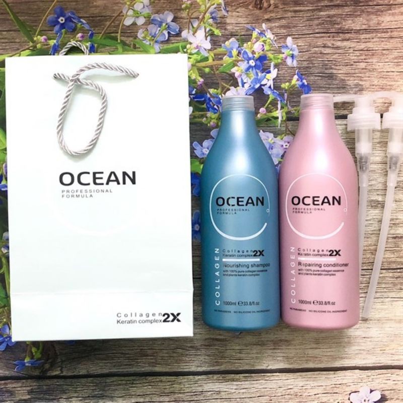 Bộ dầu gội xả Ocean collagen keratin complex 1000ml
