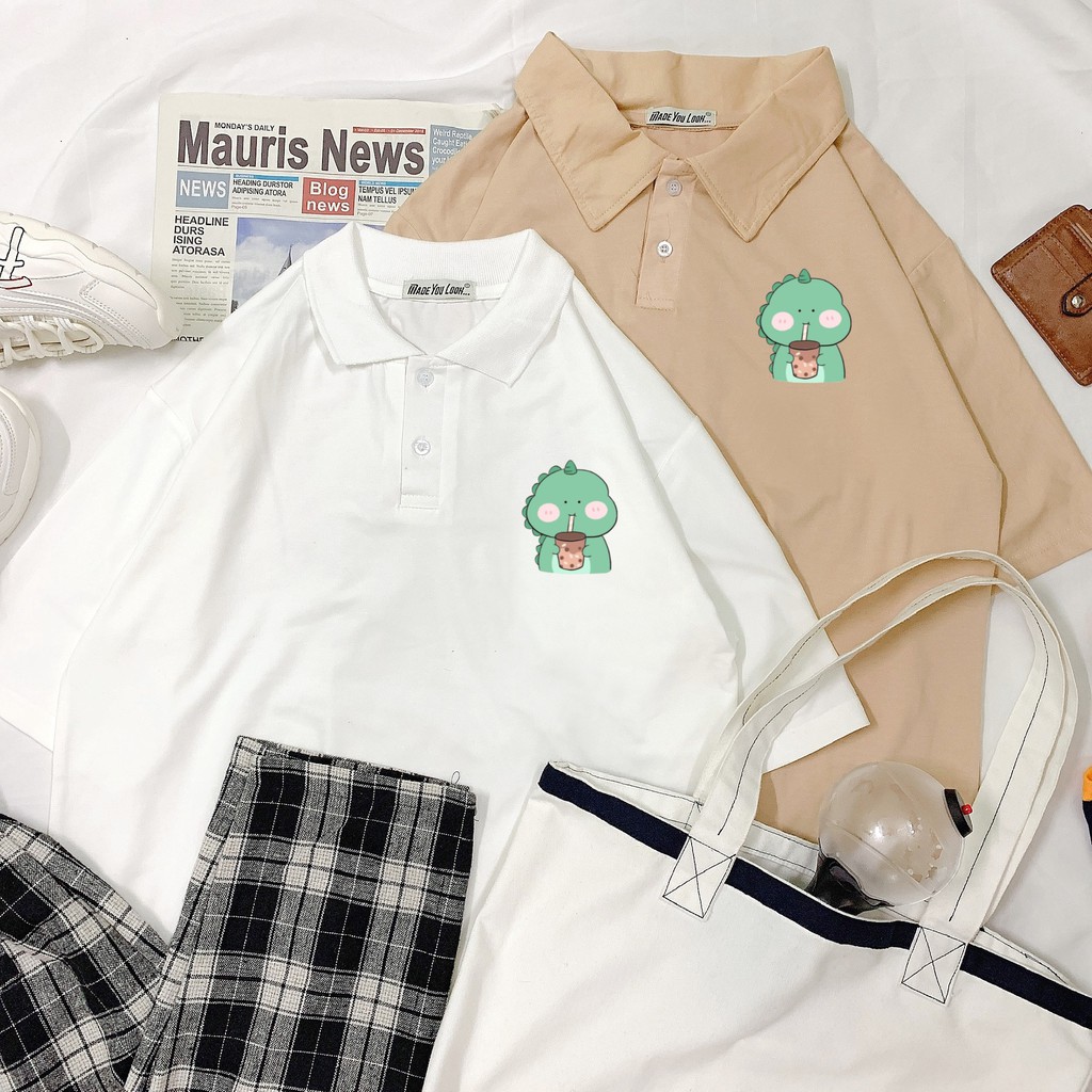 Áo thun polo tay lỡ  TRÀ SỮA  phông Unisex nam nữ tee oversize form rộng pull Ulzzang Streetwear Hàn Quốc vải mềm
