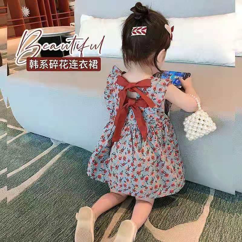 Áo Liền Quần Tay Ren Hoa Thời Trang Mùa Hè Hàn Quốc Cho Bé Gái 1-5 Tuổi
