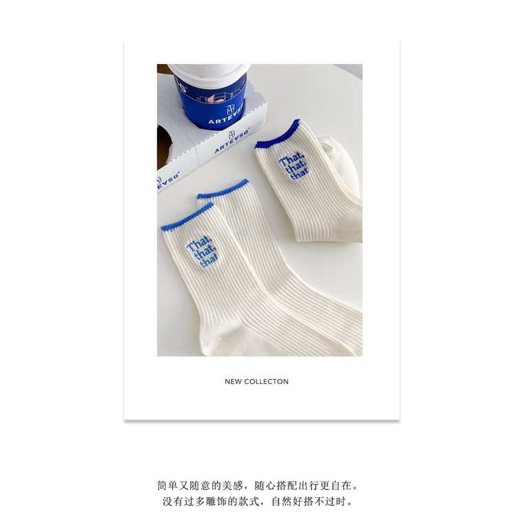 Tất cổ cao nam nữ vớ cao gân that thêu cotton kháng khuẩn thời trang hàn quốc giá rẻ MRSOCKS VC100