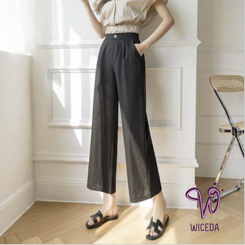 Quần ống rộng suông dài,quần culottes đũi nữ chất nhẹ thoáng mát  4 màu đen be trắng xanh ngọc WICEDA QD520. | BigBuy360 - bigbuy360.vn