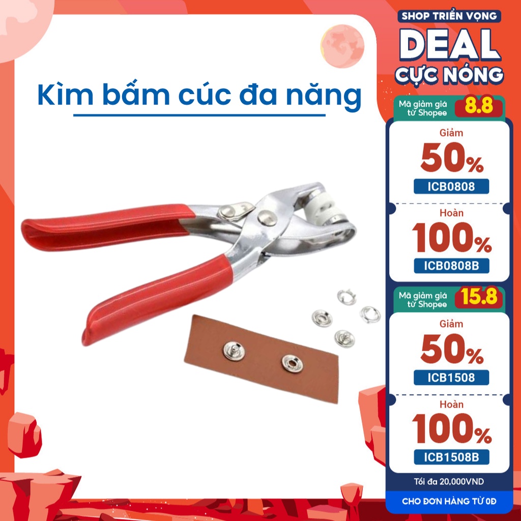 Bộ Kìm Bấm Cúc Áo Quần,Vành Áo Kim Loại Kìm Bấm Khuy, Khoen Ore Đa Năng,Hữu Ích Đậu Đậu GDTM