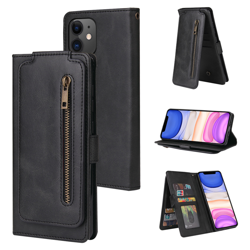Zipper Flip Cover Casing Xiaomi Poco F3 Redmi K40 K20 Note 7 8 9 Pro Max 8A 8 7A Leather Case Full Card Slot Holder Wallet Protective Shell