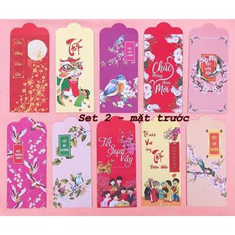 [Buôn - Sỉ] Set 10 lì xì tết trộn màu đóng sẵn trong túi kính  (ảnh thật)