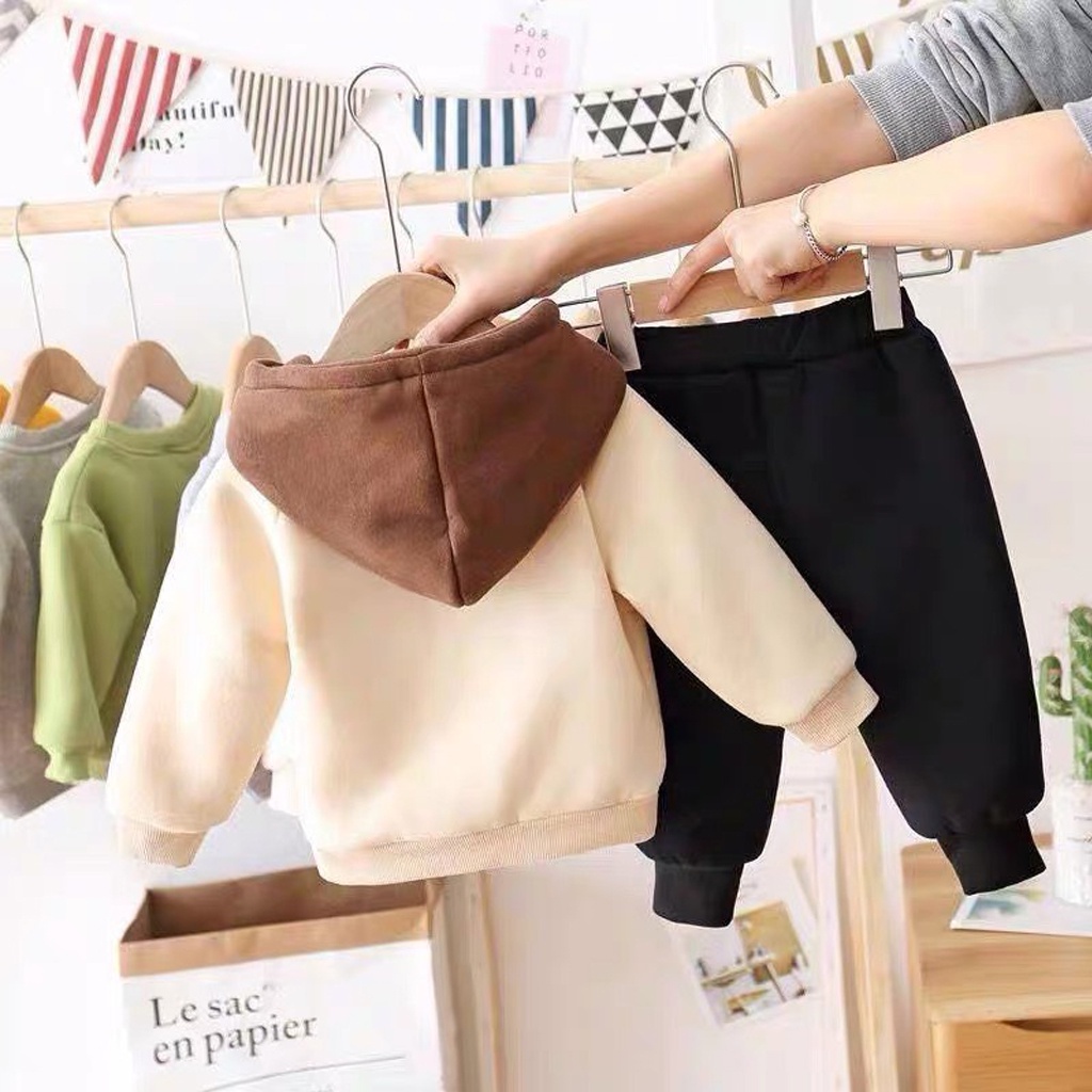 Bộ Nỉ Cho Bé binbon kids, Bộ Nỉ Bông Cho Bé Trai Bé Gái dài tay in hình Mắt cực yêu cho bé từ 7-27kg