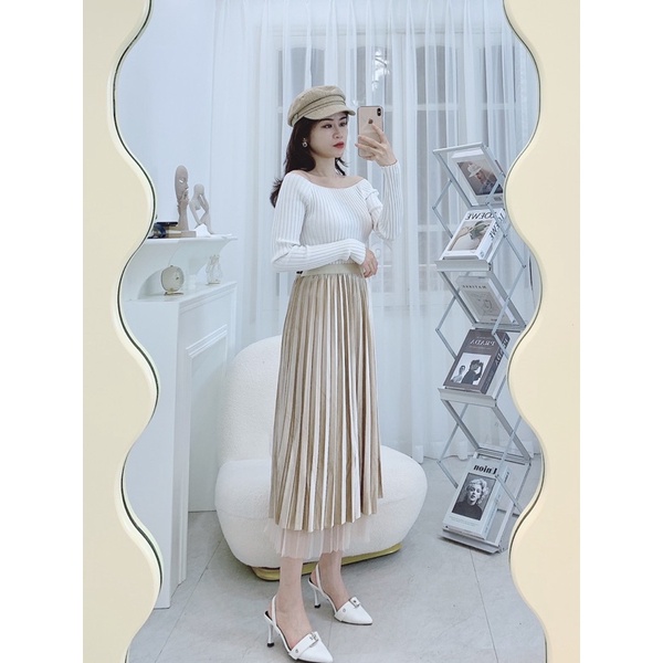 CHÂN VÁY NHUNG PHA REN MẶC ĐƯỢC 2 MẶT