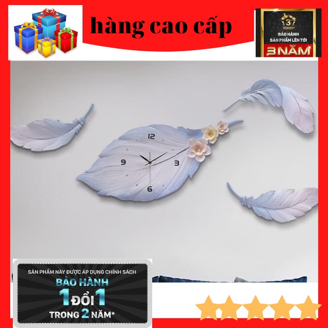 [ HÀNG CAO CẤP ] Đồng Hồ Trang Trí Nghệ Thuật Cao Cấp Họa Tiết Lông Ngỗng DH- 1901( BH 3 Năm)