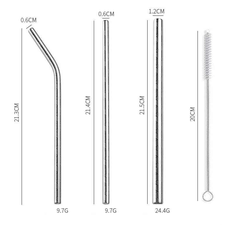 304 Food Stainless Steel Reusable 8pcs Set Metal Printing Straws Chopsticks Fork Spoon Straw W/ Cute Pouch Set