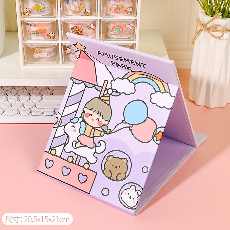 Gương để bàn gấp gọn - Gương trang điểm gấp in hình đẹp kích thước 15*21cm