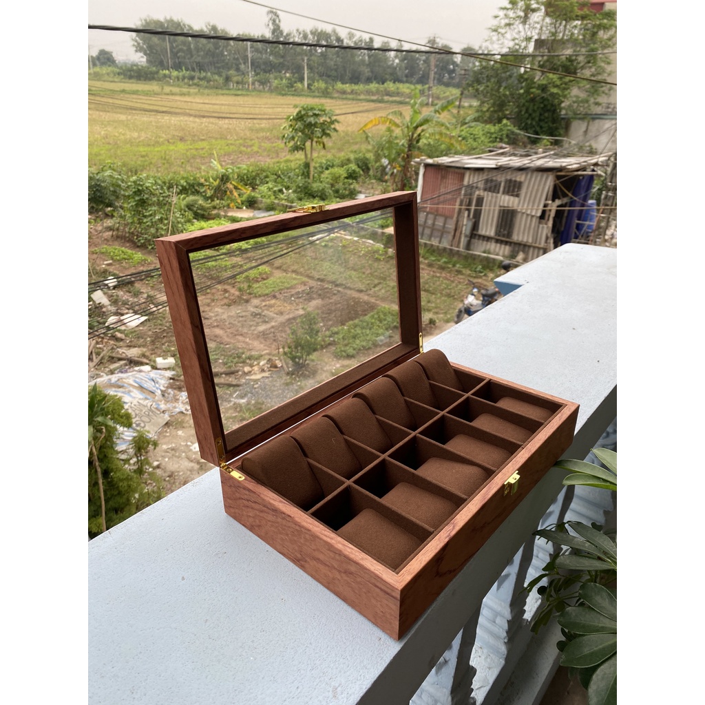 Hộp đựng đồng hồ 12 ngăn  Gỗ ÓC CHÓ+Gỗ HƯƠNG