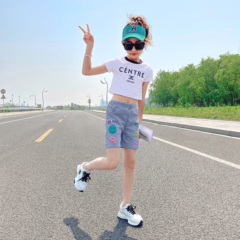 Quần Short Denim Thời Trang Mùa Hè Phong Cách Phương Tây Kiểu Mới 2022 Cho Bé Gái