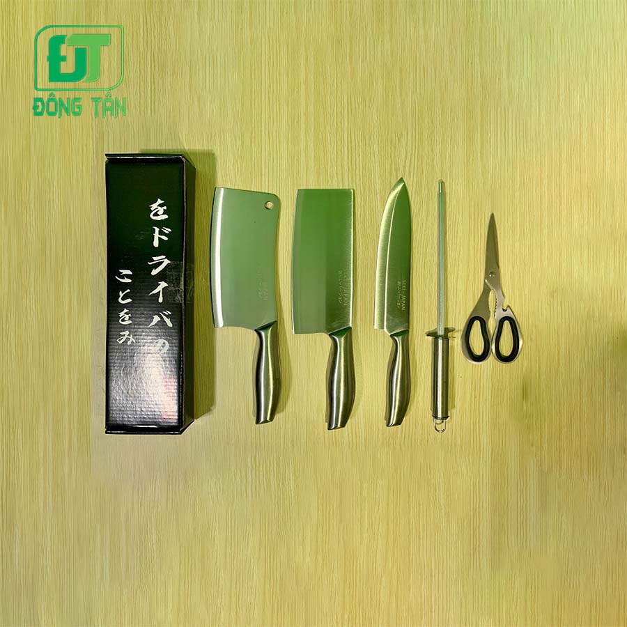 Bộ Dao Kéo Nhật Bản 5 Món Bằng Thép Không Gỉ, Hàng Nhập Khẩu