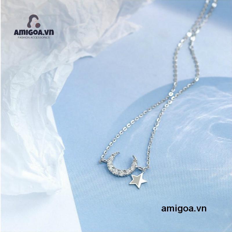 ✨✨vòng cổ Mặt Hình Ngôi Sao Và Mặt Trăng Đính Đá Thời Trang Cho Nữ
