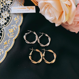 Bông tai tròn nữ - Khuyên tai tròn nữ đẹp dáng tròn xoắn cao cấp earrings 귀걸이