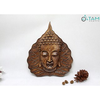 Tranh gỗ đầu phật lá bồ đề chạm nổi 3d w-tranh-16-2 tan