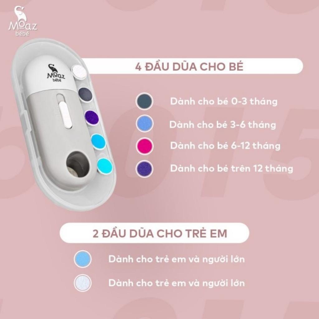 Máy Dũa Móng Tay Cho Bé Moaz Bebe MB-015, Máy Dũa Móng Tay Trẻ Em Có Đèn Pin Chính Hãng Bảo Hành 12 Tháng