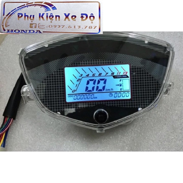 Đồng hồ xe máy điện tử LCD Ex 2010 , Sirius nền đen