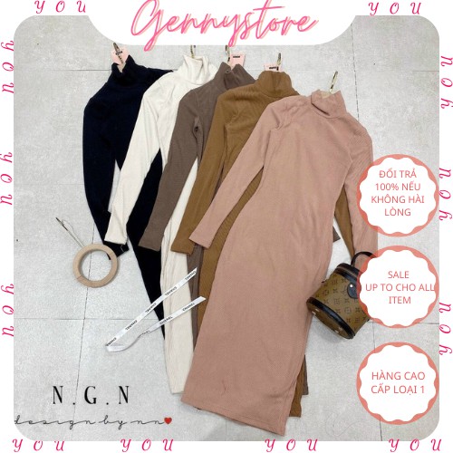 Váy Len Tăm Cỏ Lọ Dáng Dài Nữ Chất Liệu Len Tăm Kiểu Dáng Ôm Body Chuẩn Xinh Genny Store 088