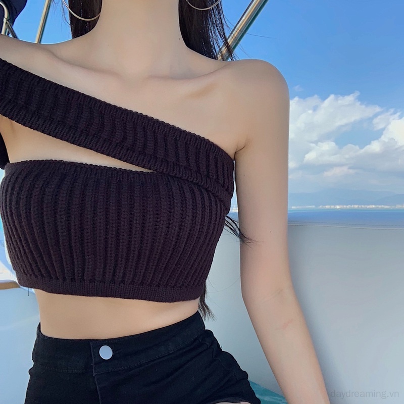 Áo Lửng Đan Len Cổ Yếm Quyến Rũ Thời Trang Cho Nữ
