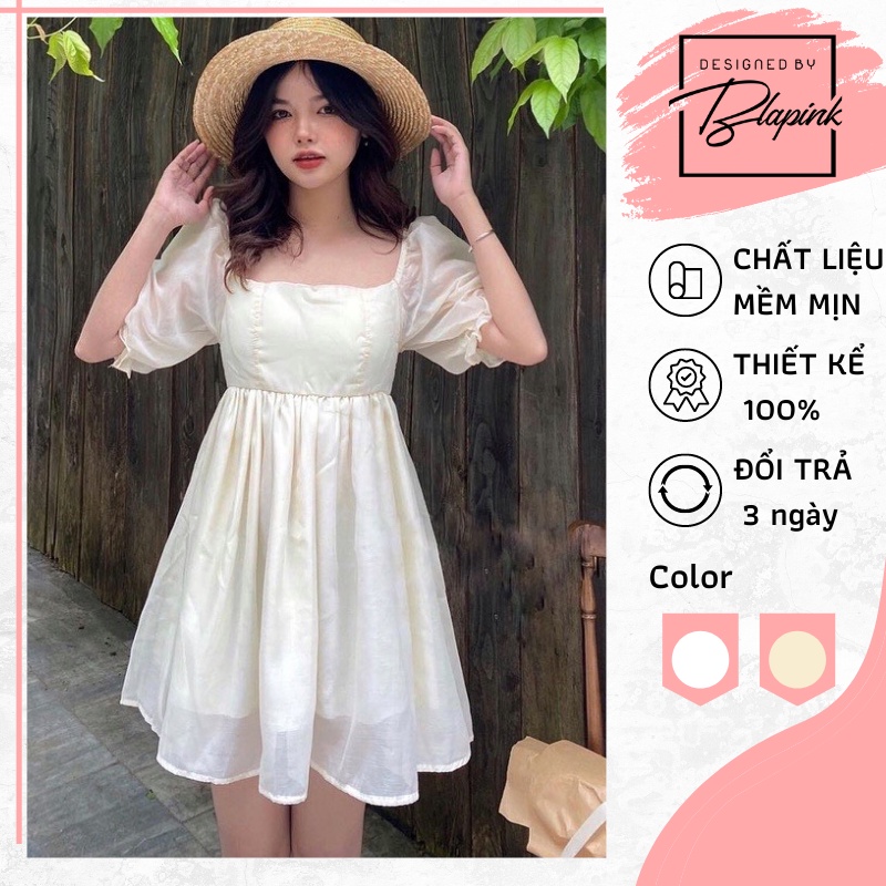 Váy babydoll Blapink Tay Bồng Vải Tơ Ulzzang