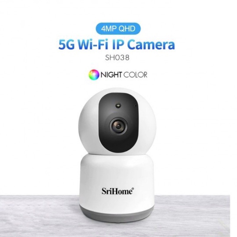 Camera Wifi Srihome SH038 4.0MP - Kết nối 5G tốc độ cao, lắp trong nhà, xem đêm có màu