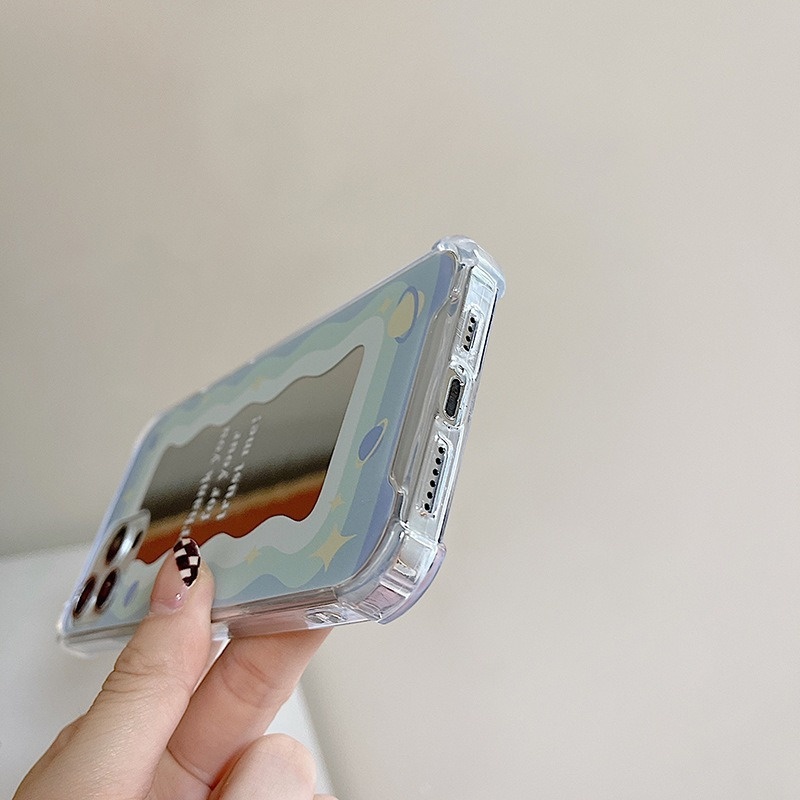 Ốp Điện Thoại Tráng Gương Hình Hành Tinh Màu Xanh Dương Cho Iphone 14promax 13mini 11 12pro 678Plus xsmax xr