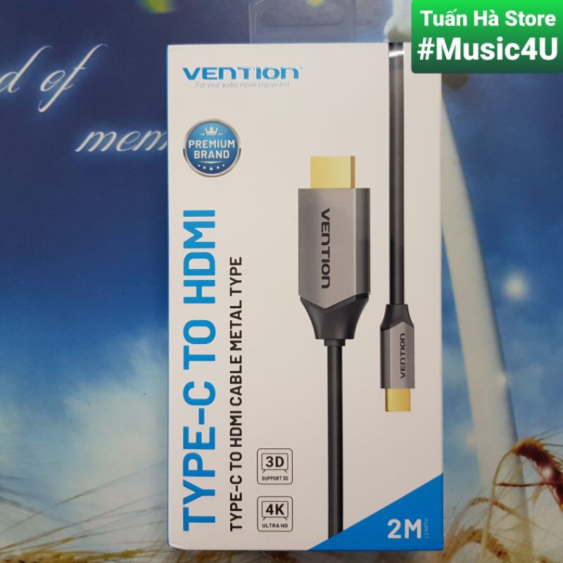 Dây cáp chuyển đổi Vention USB Type C to sang HDMI 4K 60Hz cho LG Huawei Samsung Dex Laptop Macbook Tuấn Hà Store