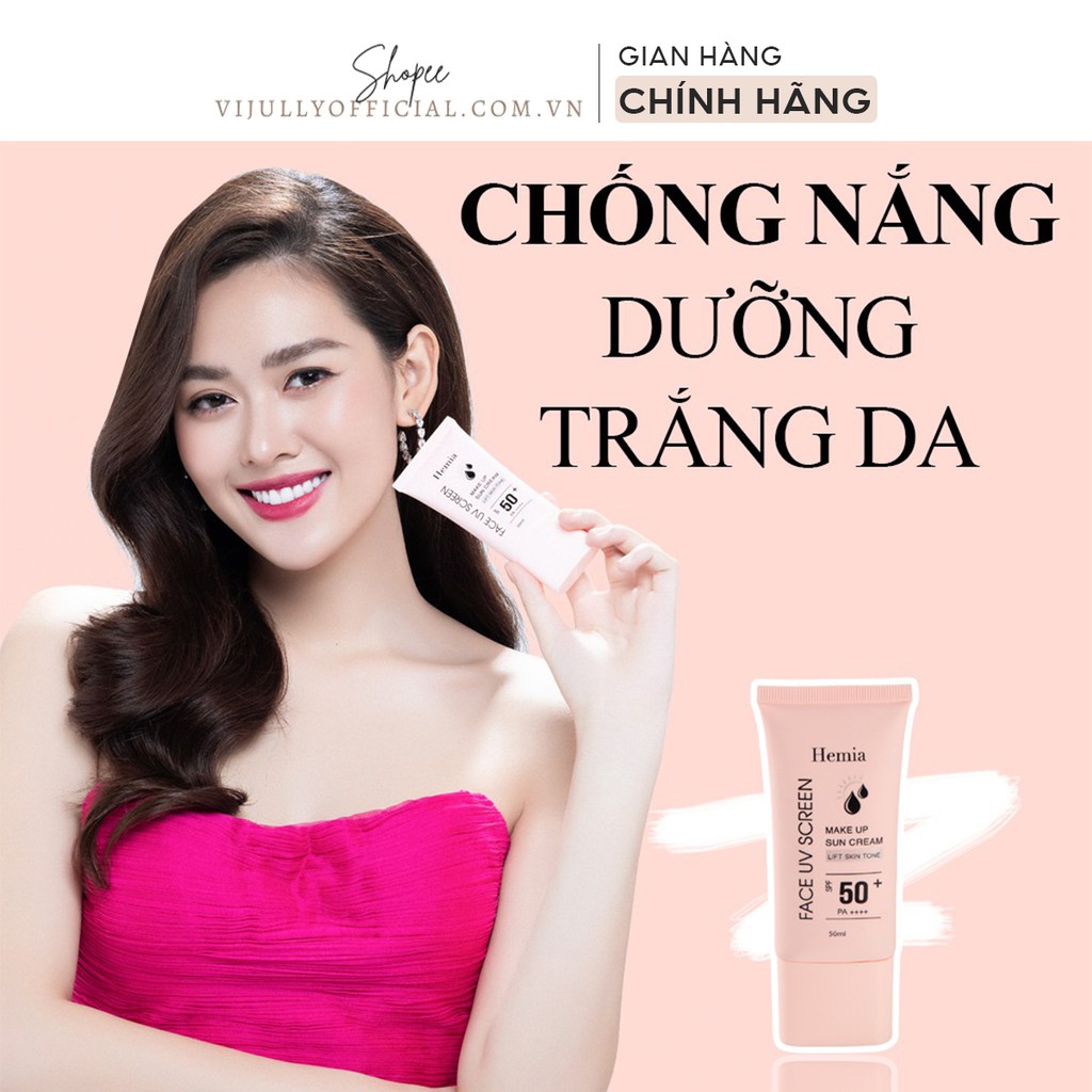 Kem chống nắng Hemia SPF50 PA++++ chống tia UV, nâng tone da nhẹ nhàng