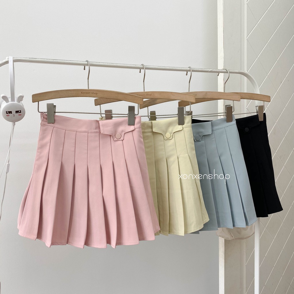 Chân váy xếp li, chân váy ngắn, chân váy xếp li Hàn Quốc đai nút cá tính, mã 305 | BigBuy360 - bigbuy360.vn