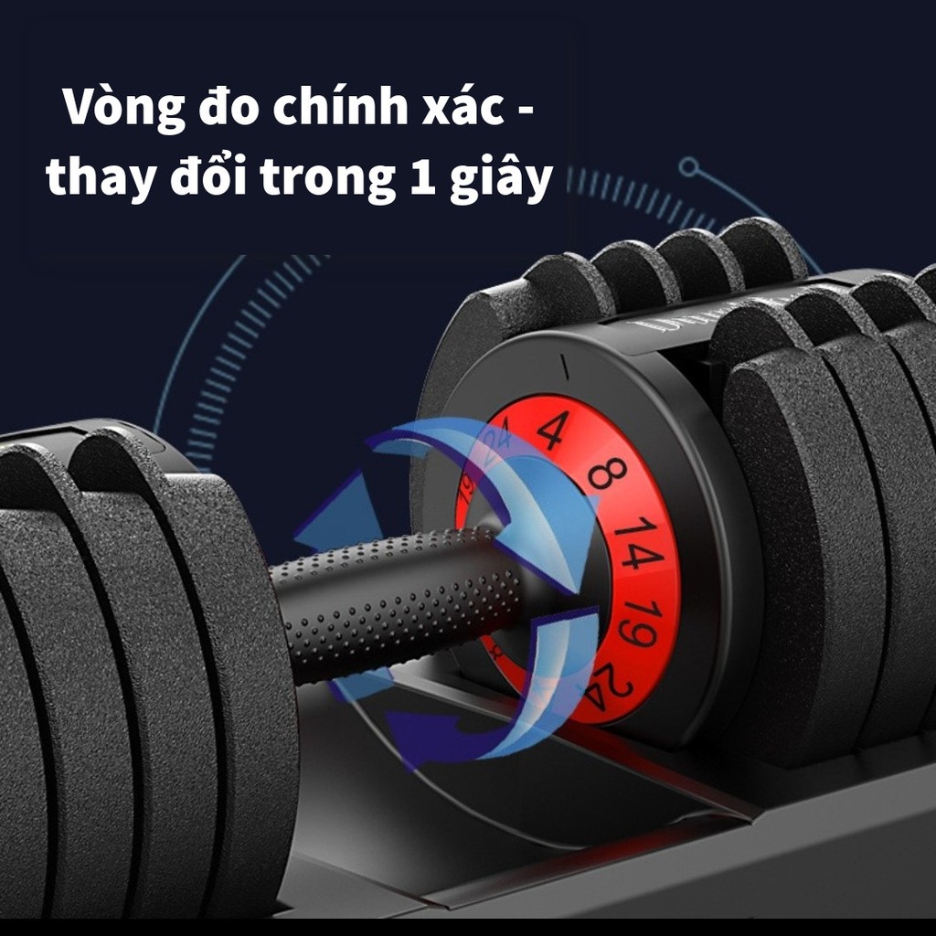 Tạ đơn điều chỉnh JOBUR - Size 25kg - Hỗ trợ tập Gym tại nhà (Tặng tai nghe)